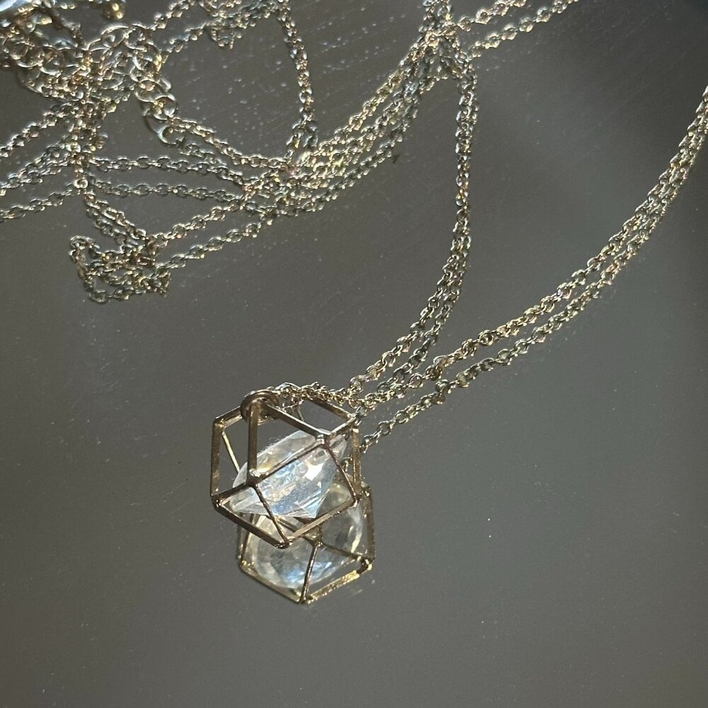 Geometric Necklace with Diamond